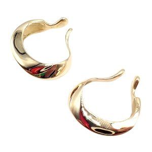 Authentic Vintage Tiffany & Co 18k Yellow Gold Peretti Lily Lobe Hoop Earrings